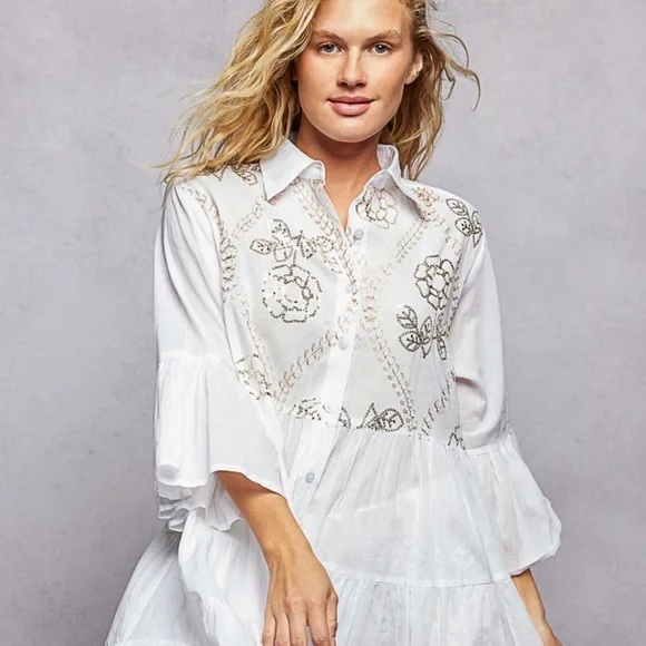 POL White Embroidered Dress - Picture 2 of 7